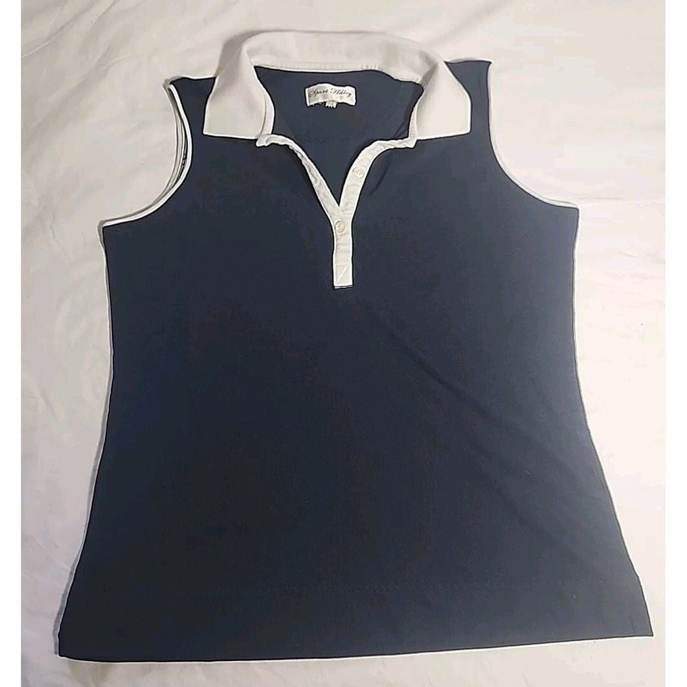 Sport Haley Sleeveless Navy Polo White‎ Collar Size M